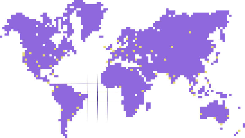 pixel art world map with multiple locations highlighted
