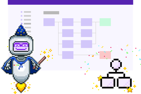 ittybit mascot robot in front of a screenshot of the automation screen