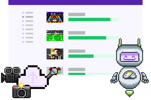 ittybit mascot robot in front of a screenshot of the uploads screen